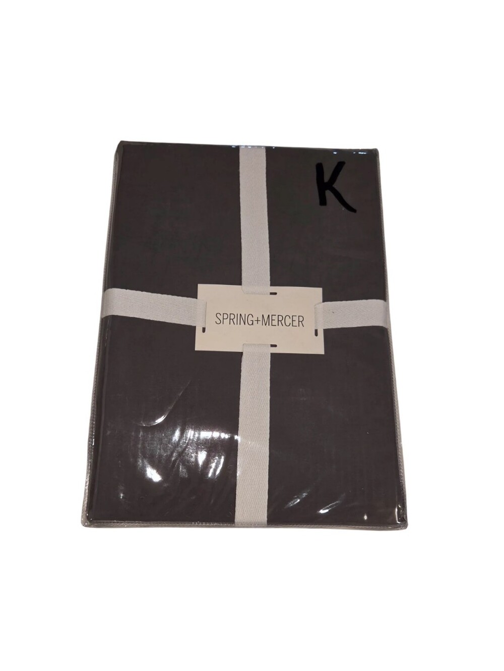 Spring+Mercer 100% Cotton Percale Duvet Cover Set King Charcoal Bedding Cottage